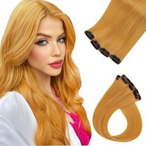 20" 100% Human Hair Clip In Extensions 4pcs 20g ORANGE